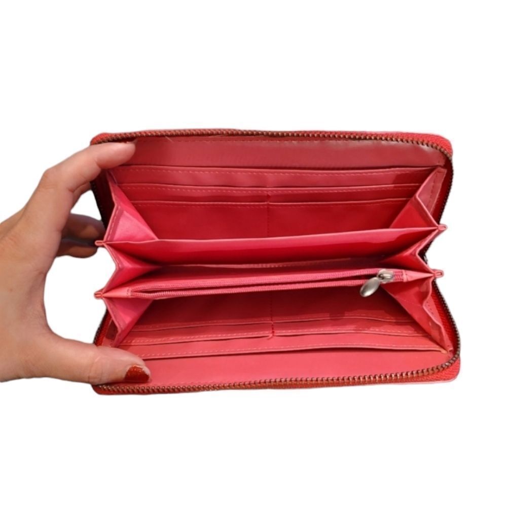 Pink Patterned Wallet with Zip Close - Picture 2 of 2